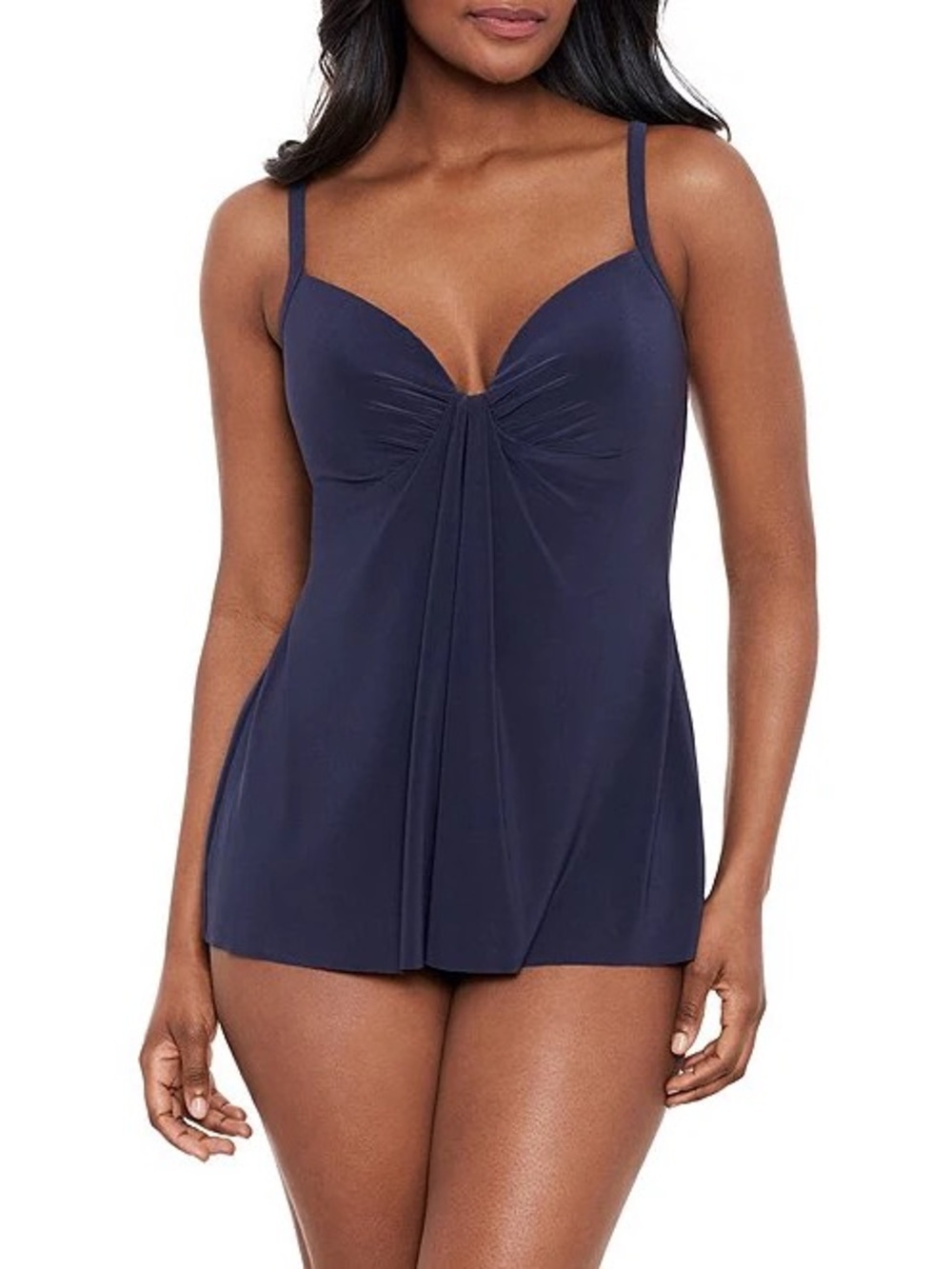Miraclesuit | Navy Marina Rock Solid Underwire Tankini Swim Top - Size 8
